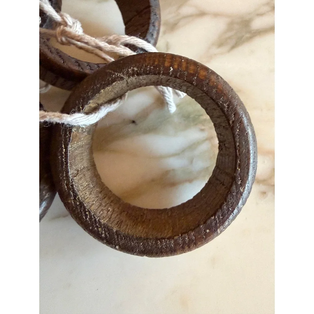 Set of 6‎ Rustic Wooden Napkin Rings Natural Grain Farmhouse Table Decor